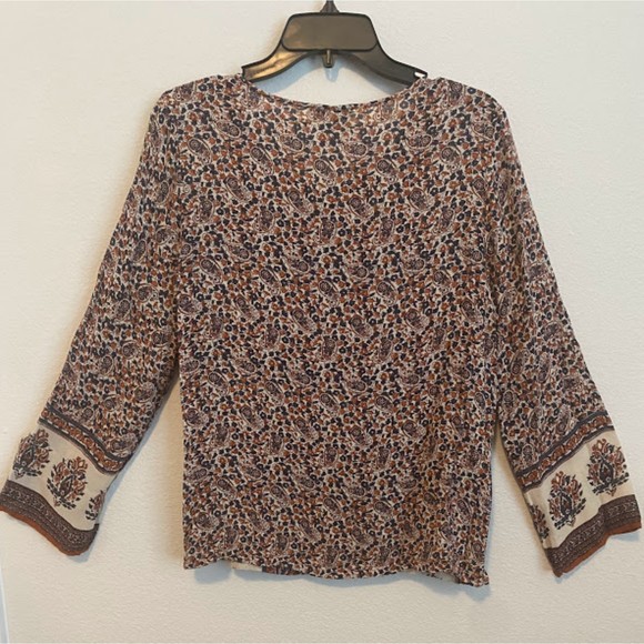 Lucky Brand Boho Paisley Blouse M - Picture 3 of 7